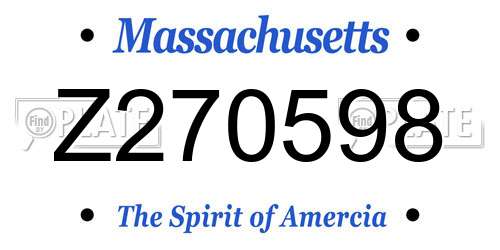 Z270598 Massachusetts License Plate