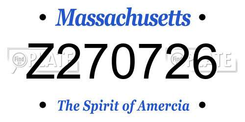 Z270726 Massachusetts License Plate