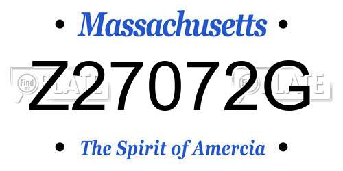 Z27072G Massachusetts License Plate