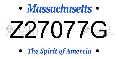 Z27077G Massachusetts License Plate