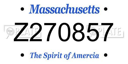 Z270857 Massachusetts License Plate