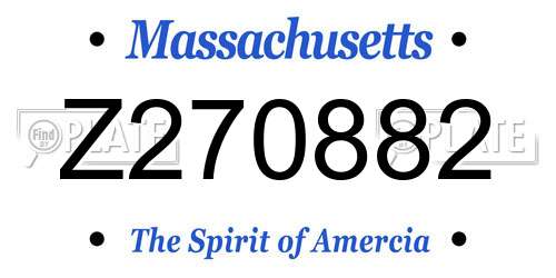 Z270882 Massachusetts License Plate