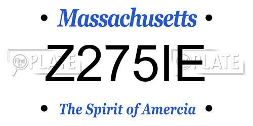 Z275IE Massachusetts License Plate