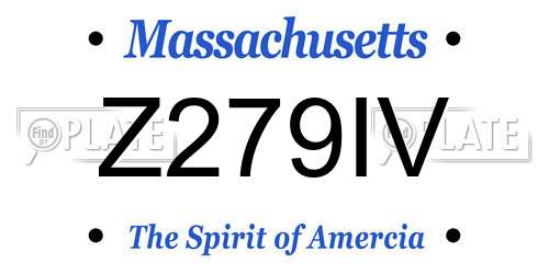 Z279IV Massachusetts License Plate