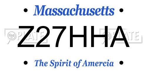 Z27HHA Massachusetts License Plate