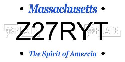 Z27RYT Massachusetts License Plate