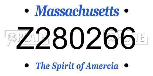 Z280266 Massachusetts License Plate