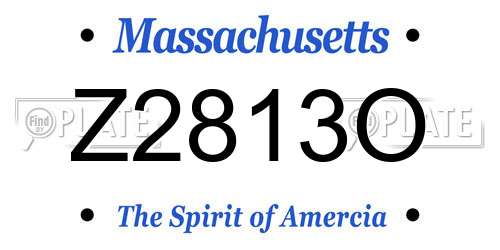 Z2813O Massachusetts License Plate