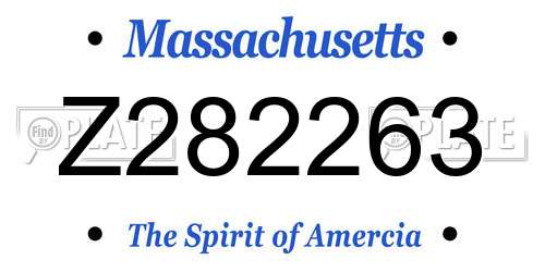 Z282263 Massachusetts License Plate