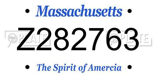 Z282763 Massachusetts License Plate