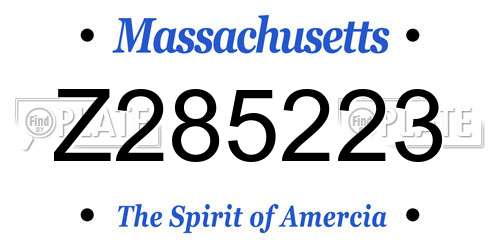Z285223 Massachusetts License Plate