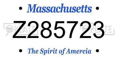 Z285723 Massachusetts License Plate