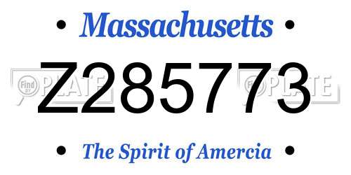 Z285773 Massachusetts License Plate