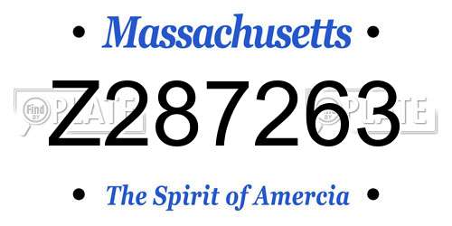 Z287263 Massachusetts License Plate