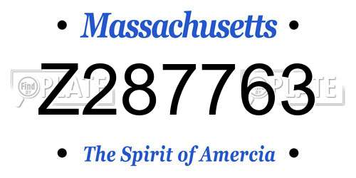 Z287763 Massachusetts License Plate