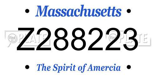 Z288223 Massachusetts License Plate