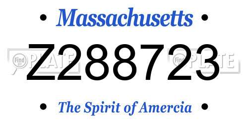 Z288723 Massachusetts License Plate