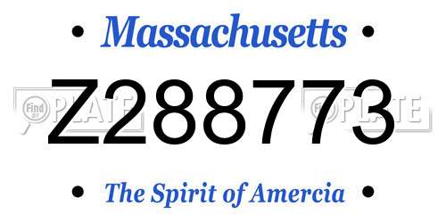 Z288773 Massachusetts License Plate