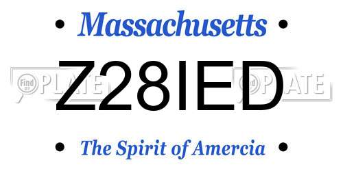 Z28IED Massachusetts License Plate