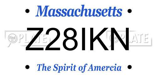 Z28IKN Massachusetts License Plate