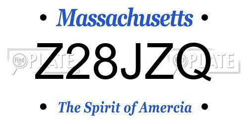 Z28JZQ Massachusetts License Plate