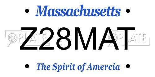 Z28MAT Massachusetts License Plate