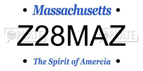 Z28MAZ Massachusetts License Plate