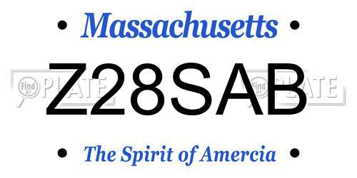 Z28SAB Massachusetts License Plate