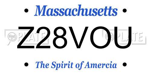 Z28VOU Massachusetts License Plate