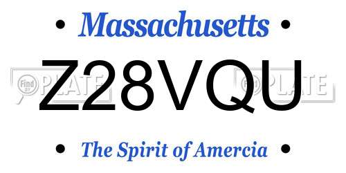 Z28VQU Massachusetts License Plate