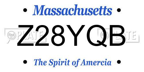 Z28YQB Massachusetts License Plate