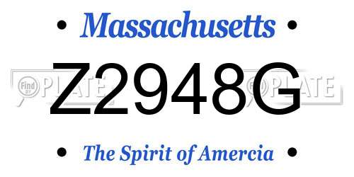 Z2948G Massachusetts License Plate