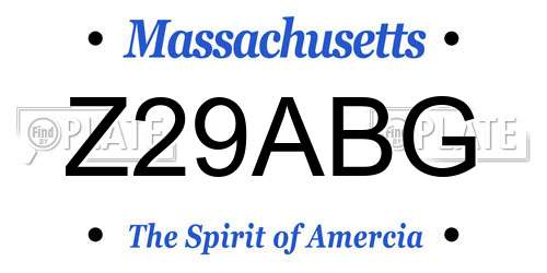 Z29ABG Massachusetts License Plate