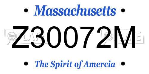 Z30072M Massachusetts License Plate