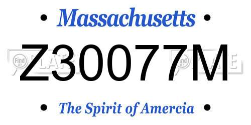 Z30077M Massachusetts License Plate