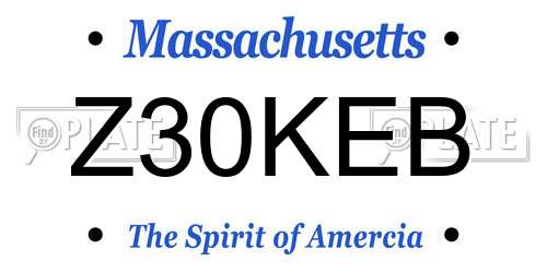 Z30KEB Massachusetts License Plate