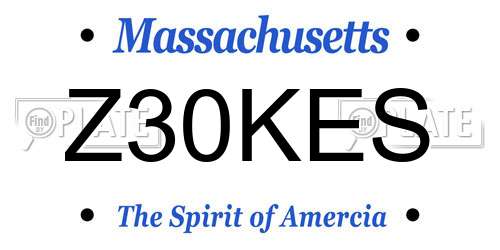 Z30KES Massachusetts License Plate