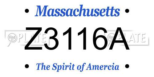 Z3116A Massachusetts License Plate