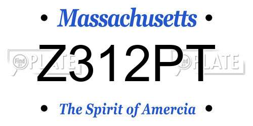 Z312PT Massachusetts License Plate