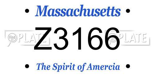 Z3166 Massachusetts License Plate