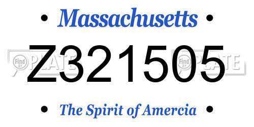 Z321505 Massachusetts License Plate