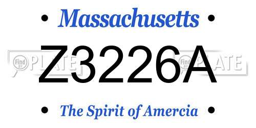 Z3226A Massachusetts License Plate