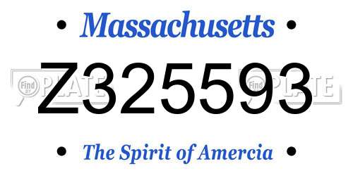 Z325593 Massachusetts License Plate