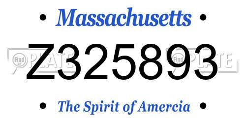 Z325893 Massachusetts License Plate