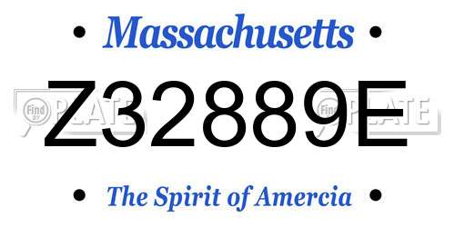 Z32889E Massachusetts License Plate