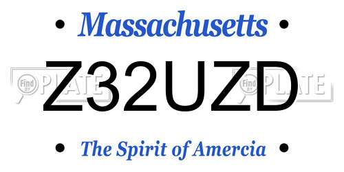 Z32UZD Massachusetts License Plate