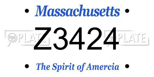 Z3424 Massachusetts License Plate