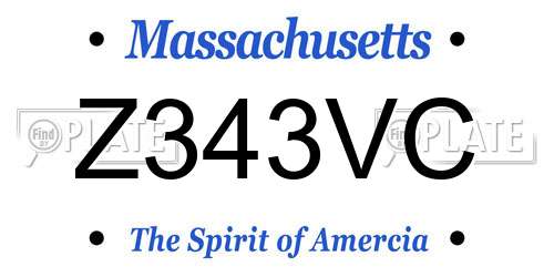 Z343VC Massachusetts License Plate