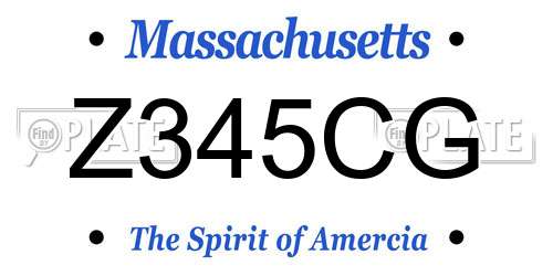 Z345CG Massachusetts License Plate