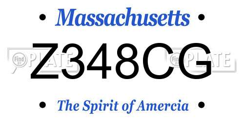 Z348CG Massachusetts License Plate